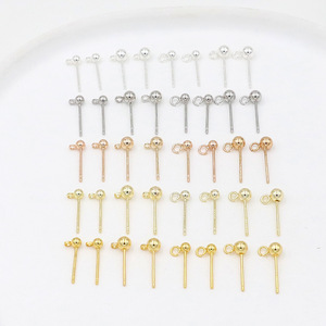 Pendientes de botón con forma de bola, aleación de cobre, chapados en oro de 18 quilates, postes de plata S925, joyería de moda unisex - Product Image 2