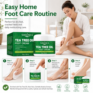 <span class=keywords><strong>Crema</strong></span> para <span class=keywords><strong>Pies</strong></span> con Aceite de Árbol de Té Natural, Hidratante, Calmante para Piel Irritada, Refrescante para <span class=keywords><strong>Pies</strong></span> <span class=keywords><strong>Cansados</strong></span>, <span class=keywords><strong>Crema</strong></span> para el Cuidado de los <span class=keywords><strong>Pies</strong></span> OEM - Product Image 6