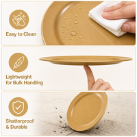 Assiettes de présentation dorées de 13 pouces en gros, élégantes assiettes en plastique PP à bord lisse pour fêtes, mariages de luxe, banquets, décoration en vrac
