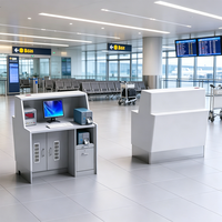Comptoir de réception moderne pour aéroport en acier durable et surface solide avec tiroirs de rangement pour hôpital, supermarché, école