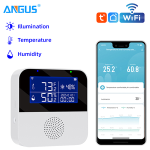 ANGUS Tuya Wifi <span class=keywords><strong>เซ็นเซอร์</strong></span>วัดอุณหภูมิและความชื้น แอพแจ้งเตือน ระบบความปลอดภัยอัจฉริยะภายในบ้าน เครื่องตรวจวัดความชื้นในอากาศ ใช้พลังงานจาก USB - Product Image 1