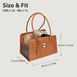 กระเป๋าหิ้วสำหรับสุนัขแมวระบายอากาศหนังแบบพกพา - Product Image 4