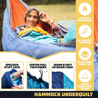 Couverture isolante légère en nylon coupe-vent pour hamac, portable, pour le camping et la randonnée, capacité 250 kg