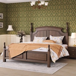 American Style <b>Solid</b> <b>Wood</b> Bed 1.8m Platform Storage Bedroom Furniture - Product Image 1