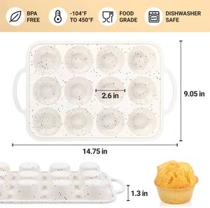 MUYULINS Factory 12-cup LFGB non-stick BPA Free <b>silicone</b> cupcake pan with metal reinforced frame, American-style muffin cake - Product Image 5