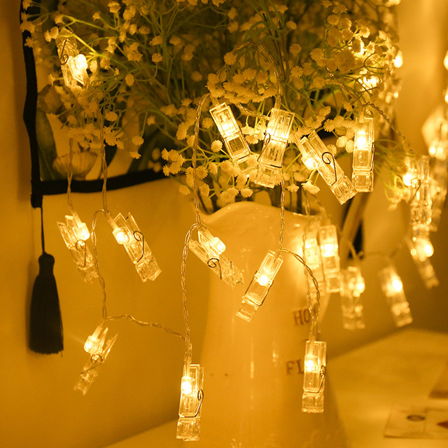 Creative LED String Lights Battery-Operated IP65 Colorful Photo Clip Light for Valentine's Day Confession Decoration Photo Wall