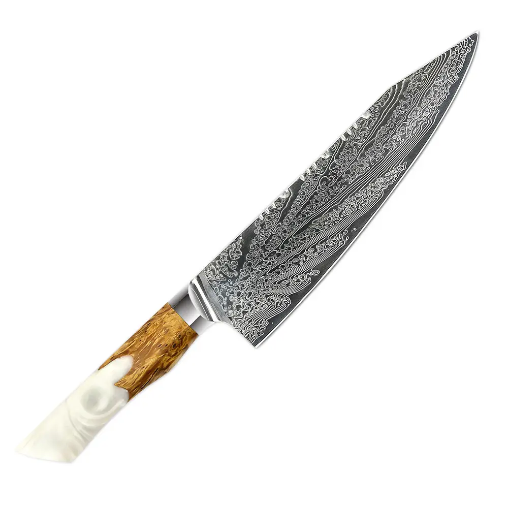 नई आगमन 8 इंच दमिश्क स्टील जापानी चाकू रसोई महाराज चाकू के साथ राल संभाल