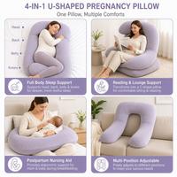 Oreiller de grossesse pour tout le corps en forme de U, oreiller de maternité hybride avec garnissage de qualité supérieure pour soulager les douleurs au dos, au ventre et aux jambes