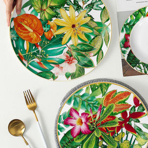 Juego de Vajilla de Porcelana China de Grado Alimenticio, Ecológico, con Diseño de Plantas Tropicales, Personalizable al por Mayor, para Hoteles, Bares y Restaurantes - Product Image 2