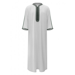 Elegante Thobe Marocchino da Uomo Stampato, Kaftan a Maniche Lunghe, Tunica Islamica in Poliestere Vestibilità Ampia per Tutte le Stagioni - Product Image 1