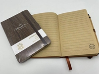 Carnet de notes A6 personnalisé avec logo, couverture en bois recyclé, reliure thermique, avec stylo, pour l'école, le bureau, journal écologique, cadeau