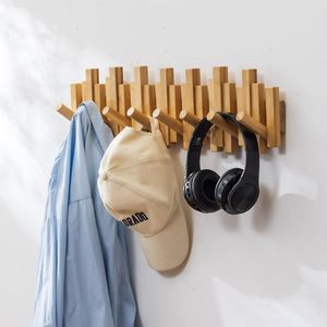 Bamboo <b>Wall</b> <b>Hooks</b> Piano Key Style 3 4 6 8 10 12 <b>Hooks</b> <b>Wall</b> Mounted Coat Rack For Bedroom Entryway Storage Organizer - Product Image 4