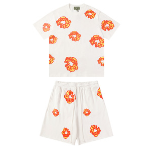 Nouvel ensemble de shorts 2 pièces en coton imprimé floral, style européen et américain, au-dessus du genou, streetwear à manches courtes pour jeunes - Product Image 6