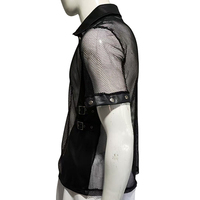 T-shirt en Maille Transparente Imprimé Carreaux Exotiques, Vêtement de Club Sexy pour Soirée, Lingerie de Performance, Débardeur Tendance