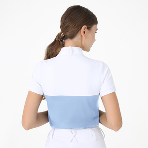 RTS Equestrian Baselayer wanita warna blok kuda berkuda tombol lengan pendek tinggi elastis naik kuda acara kemeja cepat kering - Product Image 2