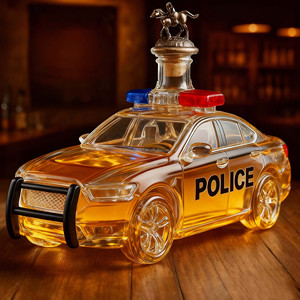 Carafe à whisky amusante en verre transparent, carafe à vin en forme de voiture, carafe à whisky et à vin unique en forme de voiture de police - Product Image 1