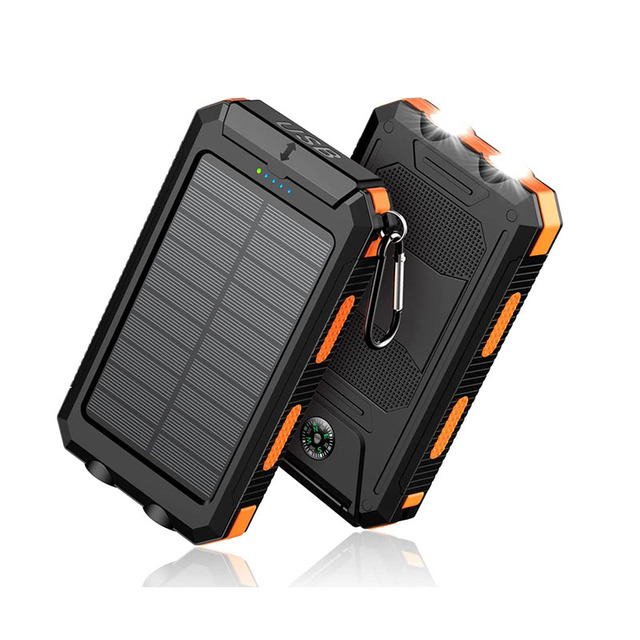 Waterproof Outdoor Solar Power Bank 20000mAh Dual USB Travel Outdoor Solar Mobile Phone Charger Solar Powerbanks for Camping