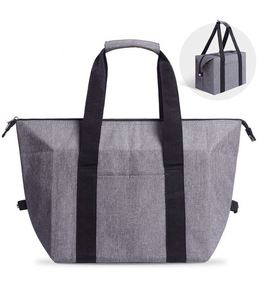 Custom logo Insulated Polyester Beach <b>Cooler</b> Tote <b>Bag</b> for Shopping Travel Picnic with Zipper Delivery Food <b>Bag</b> - Product Image 1