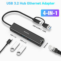 RSHTECH Aluminium 10Gbps Type c hubs Commutateur Ethernet Adaptateur Hybride 2 en 1 Câble 4 en 1 USB Hub 3.1Hub Gen2 pour PC