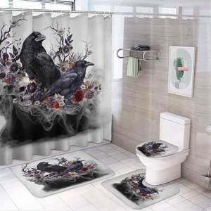 Cortina de Ducha Floral de Poliéster, Cortina de Baño con Impresión Digital Personalizada, Juego de Cortinas de Ducha Impermeables, Venta al por Mayor, 6 Unidades - Product Image 1