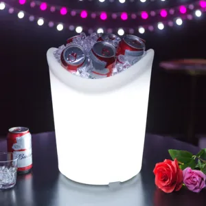 Custom LED Rechargeable Wine Bucket Stainless PE Led Ice Bucket For Champagne Wine Bottle Bar Furniture