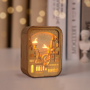 Lámpara de Madera Tallada con Diseño de <span class=keywords><strong>Castillo</strong></span>, Unicornio y Gato, Caja de Madera Personalizada, Luz Nocturna LED, Lámpara de Escritorio, Decoración para el Hogar, Regalo de Lujo - Product Image 3