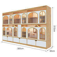 Cage à chat en bois extra-large de luxe Roman Holiday Cat Villa avec fermeture à bouton Vitrine de magasin d'animaux pour l'élevage