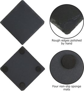 2024 Kitchen Home <b>Table</b> Cup 10*10*0.5cm Blank Smooth Square Slate Coasters With Bamboo Box - Product Image 4