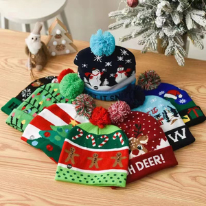 Mới Lễ Hội Mùa Đông Xmas Đảng Pompom <span class=keywords><strong>LED</strong></span> Mũ <span class=keywords><strong>LED</strong></span> Light-up Mũ Phụ Nữ <span class=keywords><strong>LED</strong></span> Giáng Sinh Dệt Kim Beanies Hat - Product Image 3