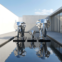 Escultura de Elefante de Acero Inoxidable Pulido a Espejo, Estatua de Animal de Metal Grande para Decoración de Jardín o Plaza