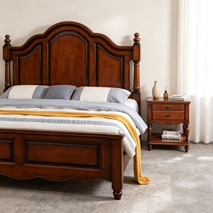Traditional Mahogany Queen Size Wood Bed Frame with Storage and Panel Design - Product Image 6