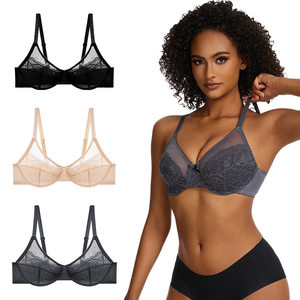 Sujetadores de <span class=keywords><strong>encaje</strong></span> floral <span class=keywords><strong>con</strong></span> aros y copa completa <span class=keywords><strong>SHEIN</strong></span>, sexy, tallas grandes, cómodos, venta directa de fábrica, para mujer, estilo europeo-americano. - Product Image 1