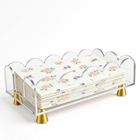 Transparenter Acryl-Serviettenhalter mit Goldmetallbasis Eleganter Taschentuch-Organizer für Esstisch Badezimmer-Waschtisch