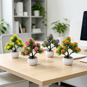 Arbre Bonsaï Artificiel 16cm en Plastique, Plante Décorative en Pot pour la Décoration Intérieure du Salon et du Bureau - Product Image 2
