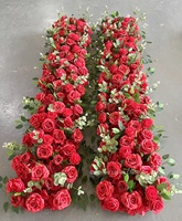 LFR01 Arrangements floraux artificiels personnalisés, chemin de table en roses rouges, fleurs artificielles en soie, chemin de table pour décoration de mariage