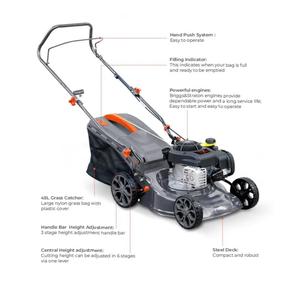 Cortacésped industrial de un solo cilindro, 4 tiempos, a gasolina, inalámbrico, de empuje manual, con caja recolectora de césped de 45L y 3.5HP - Product Image 2