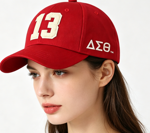 Cappellino da Baseball Delta Sigma Theta 13 con Ricamo in Ciniglia, Regolabile, in Cotone Rosso Cremisi, Cappello Sorority all'Ingrosso - Product Image 3