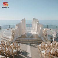 Arche de mariage en métal blanc SMS Event Supplies, cadre en métal en forme de S, toile de fond incurvée avec tissu de rideau