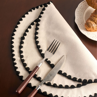 Set de table carré personnalisable en lin uni de style européen, brodé, isolant thermique, pour la décoration de la maison