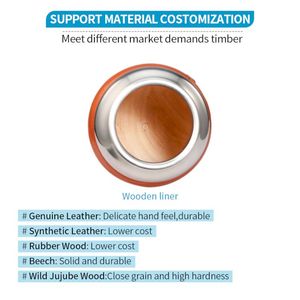 Customized 200ml Leather Mate Gourd Cup Wooden Liner Bombilla Straw Classic <strong>Argentina</strong> <strong>Yerba</strong> Mate Set Coffee Milk Travel Camping - Product Image 5