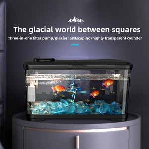 Klein modern huishoudelijk goudvisaquarium, hoge definitie transparant <span class=keywords><strong>aquarium</strong></span>, weinig onderhoud, ingebouwde filter, geen waterverversing nodig. - Product Image 5