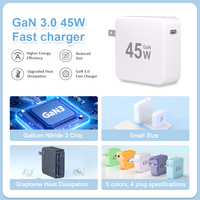 Cargador GaN de 45 W — Adaptador de corriente de pared USB-C de carga rápida en colores Macaron para teléfonos