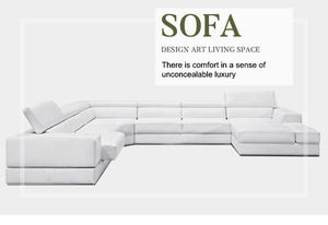 โซฟาหนังสีขาวสไตล์มินิมอลลิสต์เฟอร์นิเจอร์ห้องนั่งเล่นขนาดเล็กแบบรอยัลนางสนมเข้ามุมลงโซฟา - Product Image 4