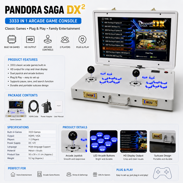 Plug-in KBX Model21-Inch Double Rocker Portable DJ Game Machine Pandora Folding Flip Home King Fighters Nostalgic Arcade Coin