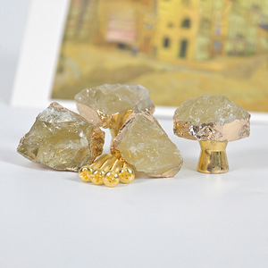 <strong>Crystal</strong> Geode Drawer <strong>Knobs</strong> Natural White Healing <strong>Crystal</strong> Stone <strong>Crystal</strong> <strong>Knobs</strong> Handles <strong>Gold</strong> Plated Gemstone Cupboard Pulls - Product Image 5
