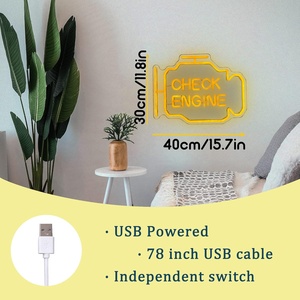 ป้ายไฟ LED รูปเครื่องยนต์อะคริลิคติดผนังสำหรับตกแต่งห้องแมนเคฟหรือโรงรถ ใช้พลังงานจาก USB (157x118 นิ้ว สีเหลือง) - Product Image 6