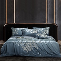 Ensemble de literie 100% soie de mûrier, 4 pièces, housse de couette en soie pure, ensemble de draps avec 2 taies d'oreiller, ensemble de linge de lit taille King Queen