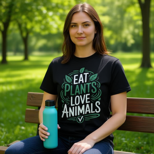T-shirt végétalien Eat Plants Love Animals, design pour les amateurs de nourriture végétarienne - Product Image 3