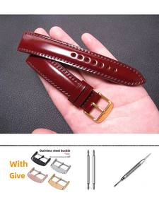 Correa de reloj unisex de edición limitada japonesa Shinchi Horse Shell <span class=keywords><strong>Cordovan</strong></span> con hebilla de pin, de cuero genuino negro y marrón, compatible con 1820 - Product Image 4