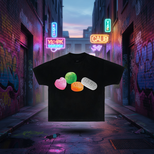 T-Shirt Oversize con Grafica Candy, Collo Tondo, Manica Corta, 100% Cotone Jersey, Stile Streetwear per Uomo - Product Image 2